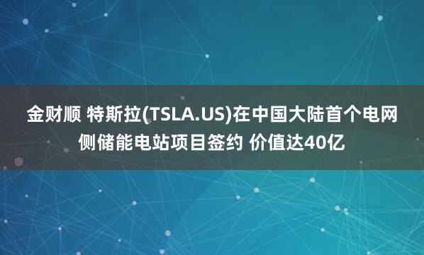 金财顺 特斯拉(TSLA.US)在中国大陆首个电网侧储能电站项目签约 价值达40亿
